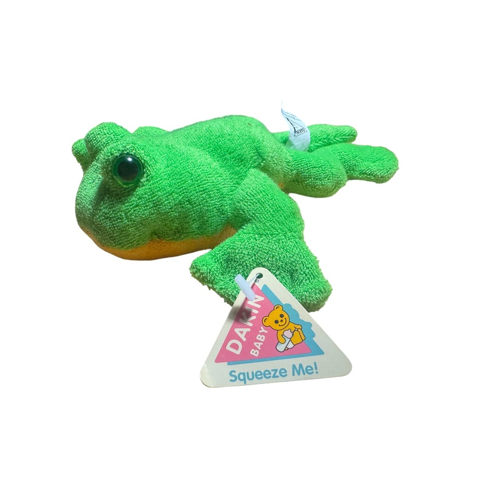 Vintage Dakin Baby Croaker Noisie Frog Plush Squeeze Toy Green 17252 NWT NOS 7"